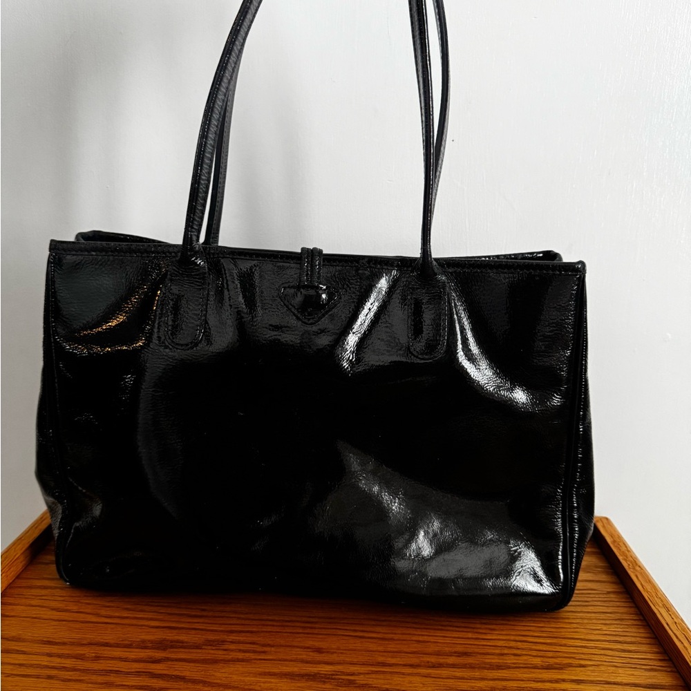 Longchamp Roseau Patent Leather Black Tote Bag - Picture 4 of 7